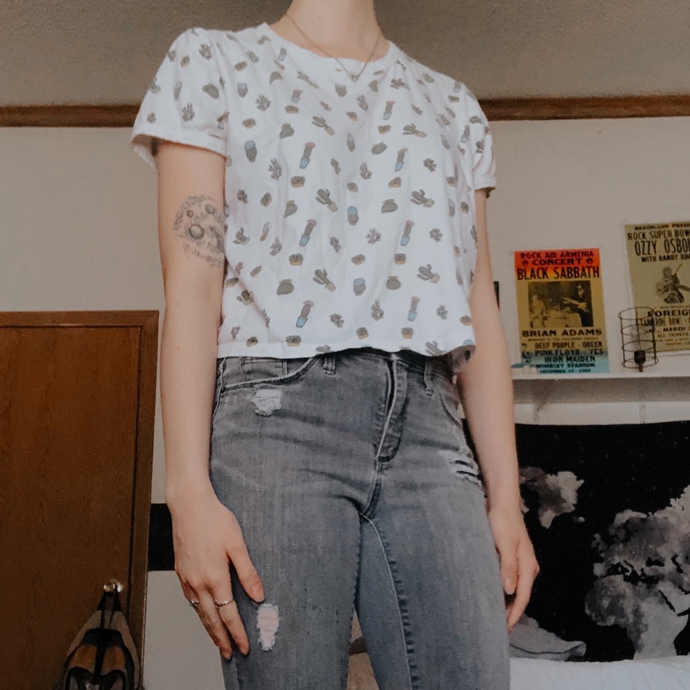Cropped Succulent T-Shirt